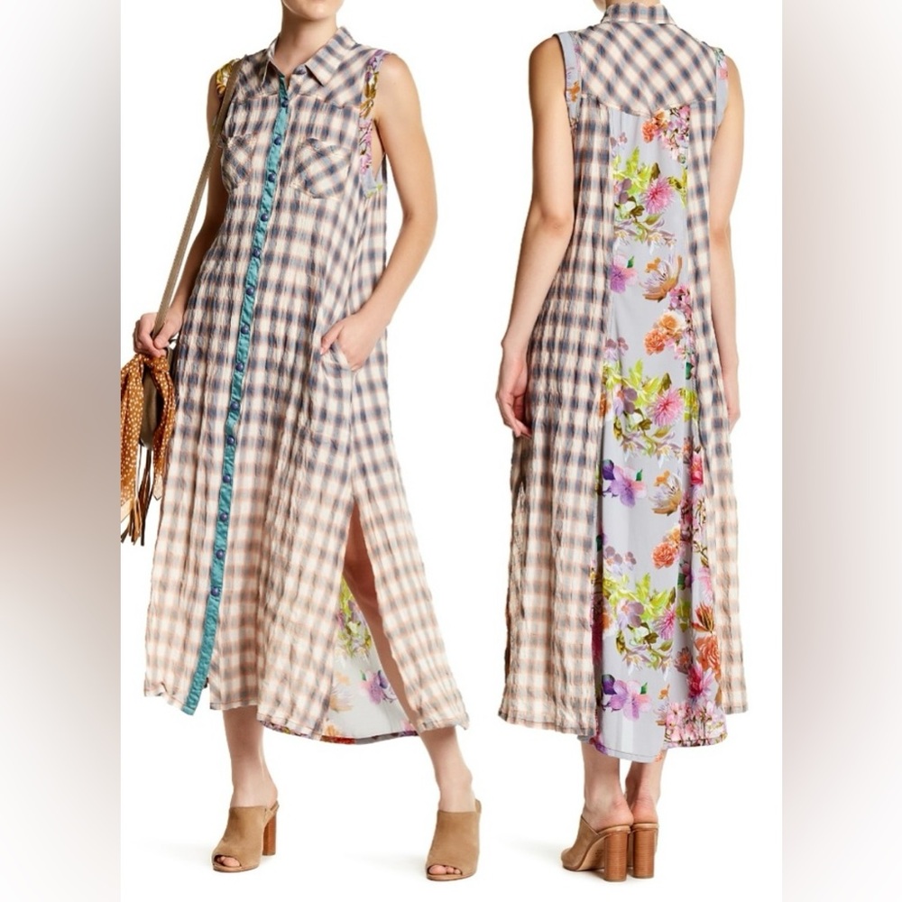 Aratta Silent Journey Alpine Aster Sleeveless
Mixed Media Maxi Dress